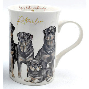Rottweiler Dogs Muddy Paws New Bone China Tea Coffee Mug