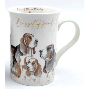 Basset Hound Dogs Muddy Paws New Bone China Tea Coffee Mug