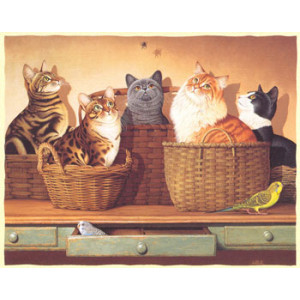 Cats in Baskets Greeting Card by Braldt Bralds