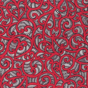 New Zealand NZ Maori Te Koripi Wae Red Quilt Fabric