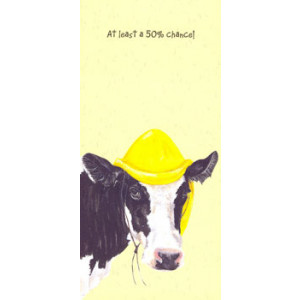 Cow With Rain Hat Card