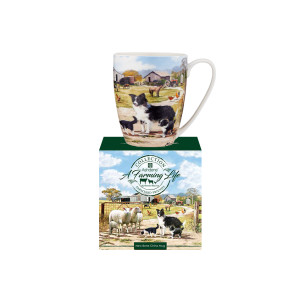 Border Collie Sheep Chickens Farmyard Friends New Bone China Tea Coffee Mug 
