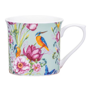 Birds and Blooms on Sage Fine Bone China Tea Coffee Mug