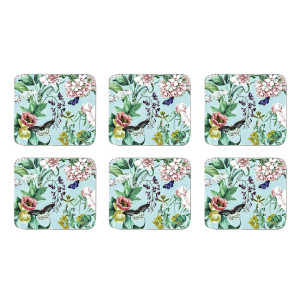 Romantic Garden Collection Cork Backed Coasters Set of 6