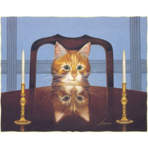 Cat At Table Greeting Card by Lowell Herrero