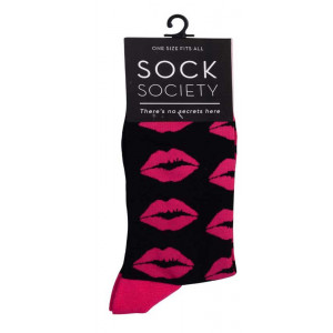 Hot Lips on Black Design Unisex Novelty Socks 