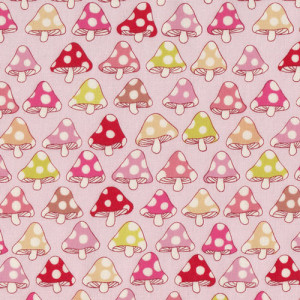 Mushrooms Toadstools on Pink Quilt Fabric