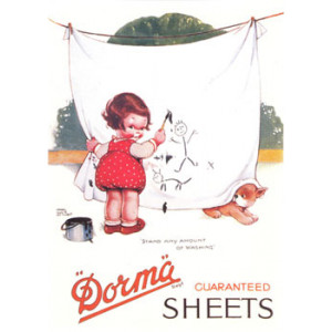 Dorma White Sheets Mabel Lucie Attwell Nostalgic Postcard