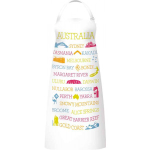 Kitchen Apron 100% Cotton Australian Cities Places Icons