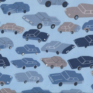 Cars Trucks Utes on Blue Quilt Fabric