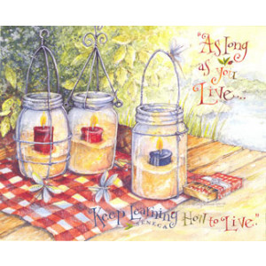 Candles in Jars and Dragonflies Greeting Card by Shelly Reeves Smith