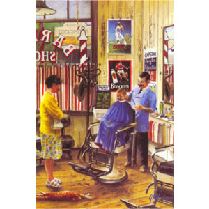 Gordon Hanley Inside Barber Shop Postcard