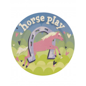 Little Blue House Horse Play Show Horse Kids Bamboo Plate