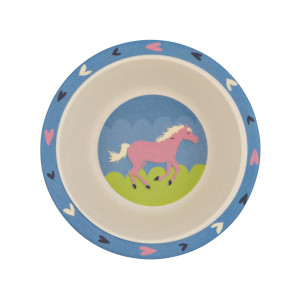 Little Blue House Horse Play Show Horse Kids Bamboo Bowl