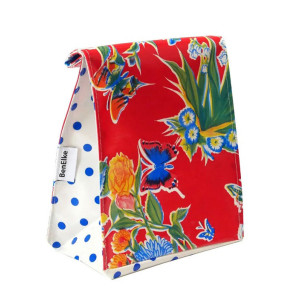 Mexican Oil Cloth Lunch Bag - Butterfly Red