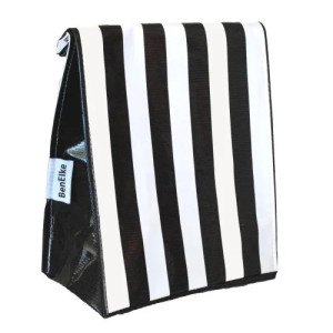 Mexican Oil Cloth Lunch Bag - Black Stripes