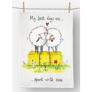 Best Days are Spent with Ewe Fun Humorous 100% Cotton Drill Kitchen Tea Towel