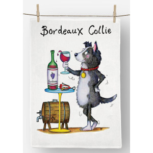 Bordeaux Collie Fun Humorous Border Collie 100% Cotton Drill Kitchen Tea Towel