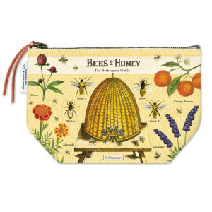 Bees and Honey Natural 100% Cotton Vintage Zippered Pouch