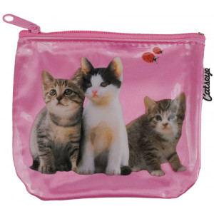 Kittens And Ladybirds Cats on Pink Zip Purse
