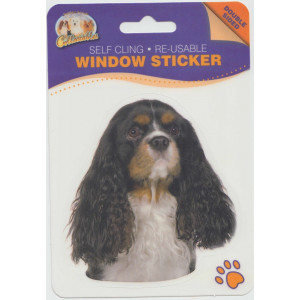 Cavalier Tri Colour Dog Self Cling Re-usable Window Sticker  