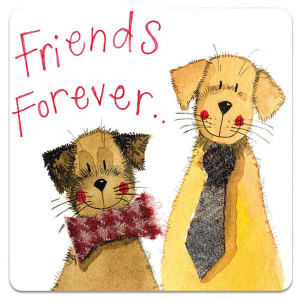 Friends Forever Dogs Cork Backed Drink Coaster By Alex Clark