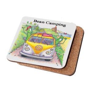 Bean Camping VW Kombivan Campervan Cork Backed Drink Coaster - Set 4