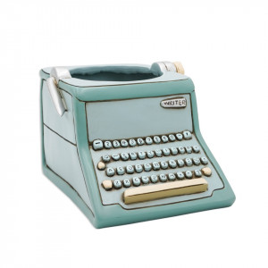 Typewriter Writer Blue Resin Indoor Pot Planter