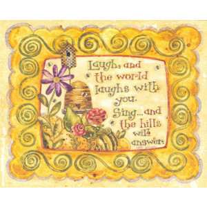 Laugh And The World Laughs With You Greeting Card by Karen Hillard Crouch