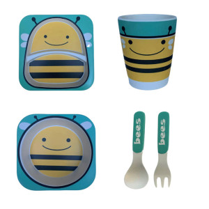 Kids Bamboo Fibre Dinner Meal Set - Bees Design