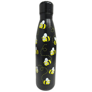 Bees on Black Stainless Steel Drink Water Bottle