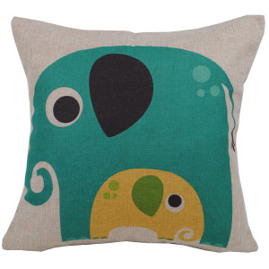 Elephant And Baby Design Square Cushion