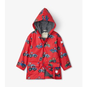 Farm Tractors on Red Kids Raincoat By Hatley