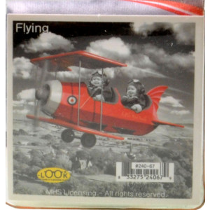 Young Kids Flying in Red Plane Microfiber Glasses Cleaning Cloth 