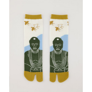Japanese Great Buddha Daibutsu Light Design Unisex Split Toe Tabi Socks 