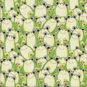 Happy Green Frogs Quilt Fabric