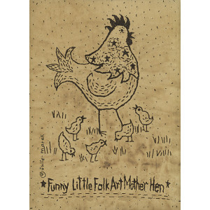 Funny Little Folk Art Mother Hen 5 x 7 Print