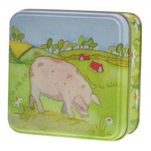 Pig Farm Animal Emma Ball Small Square Storage Tin