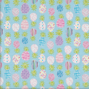 Patterned Pineapples on Blue Quilting Fabric