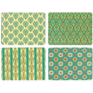 Set of 4 Dining Table Placemats and Coasters Persian Textiles Design