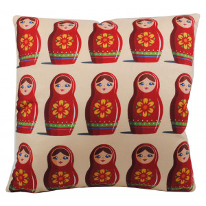 Art Print Retro Cushion Russian Dolls Matryoshka Babushka By Jenny Wiscombe  