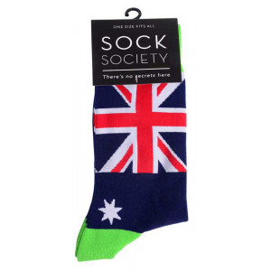 Australian Flag Design Unisex Novelty Socks - Lime Green