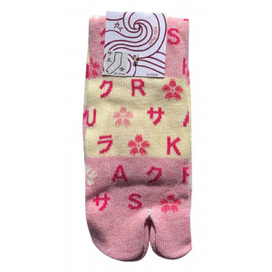 Japanese Ladies Split Toe Tabi Socks Sakura Cherry Blossom Design