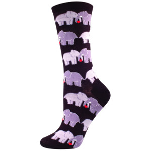 Womens Ladies Fun Novelty Socks Elephant Love Black