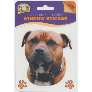 Staffordshire Bull Terrier Dog (Red) Self Cling Re-usable Window Sticker