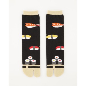 Japanese Sushi on Black Unisex Split Toe Tabi Socks 