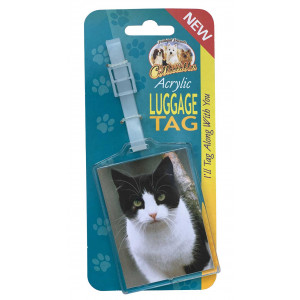 Black and White Cat Acrylic Suitcase Travel Luggage Tag 