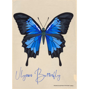 Ulysses Butterfly on Natural 100% Cotton Kitchen Tea Towel