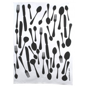 Cutlery Knife Fork Spoon Design Kitchen Linen Cotton Tea Towel 