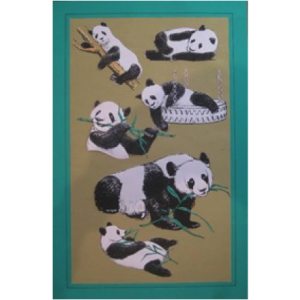 Playful Panda Bears on Light Brown 100% Cotton Kitchen Tea Towel